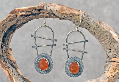 Carnelian and Sterling Silver Statement Dangle Earrings