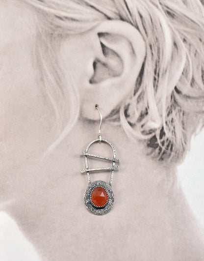 Carnelian and Sterling Silver Statement Dangle Earrings