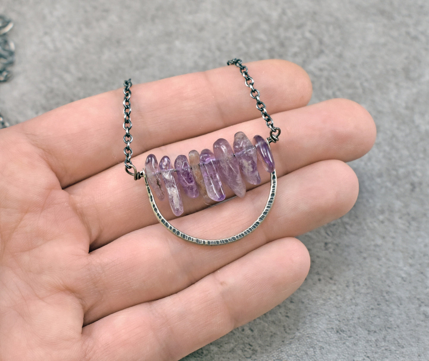 Super Seven Sterling Silver Necklace, Artisan Amethyst Jewelry Handmade, Rustic Purple Stone Pendant, Melody Stone, Unique Crystal
