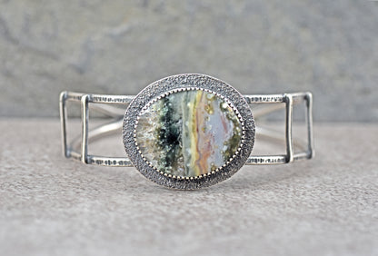 Ocean Jasper and Sterling Silver Cuff Bracelet, Size Medium