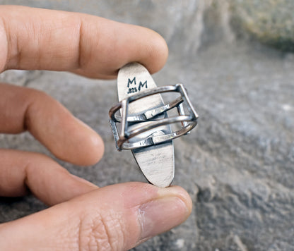 Variscite Statement Ring, Size 7.75, Unique Green Gemstone Jewelry, Sterling Silver, Artisan Silversmith, Natural Earthy Stone