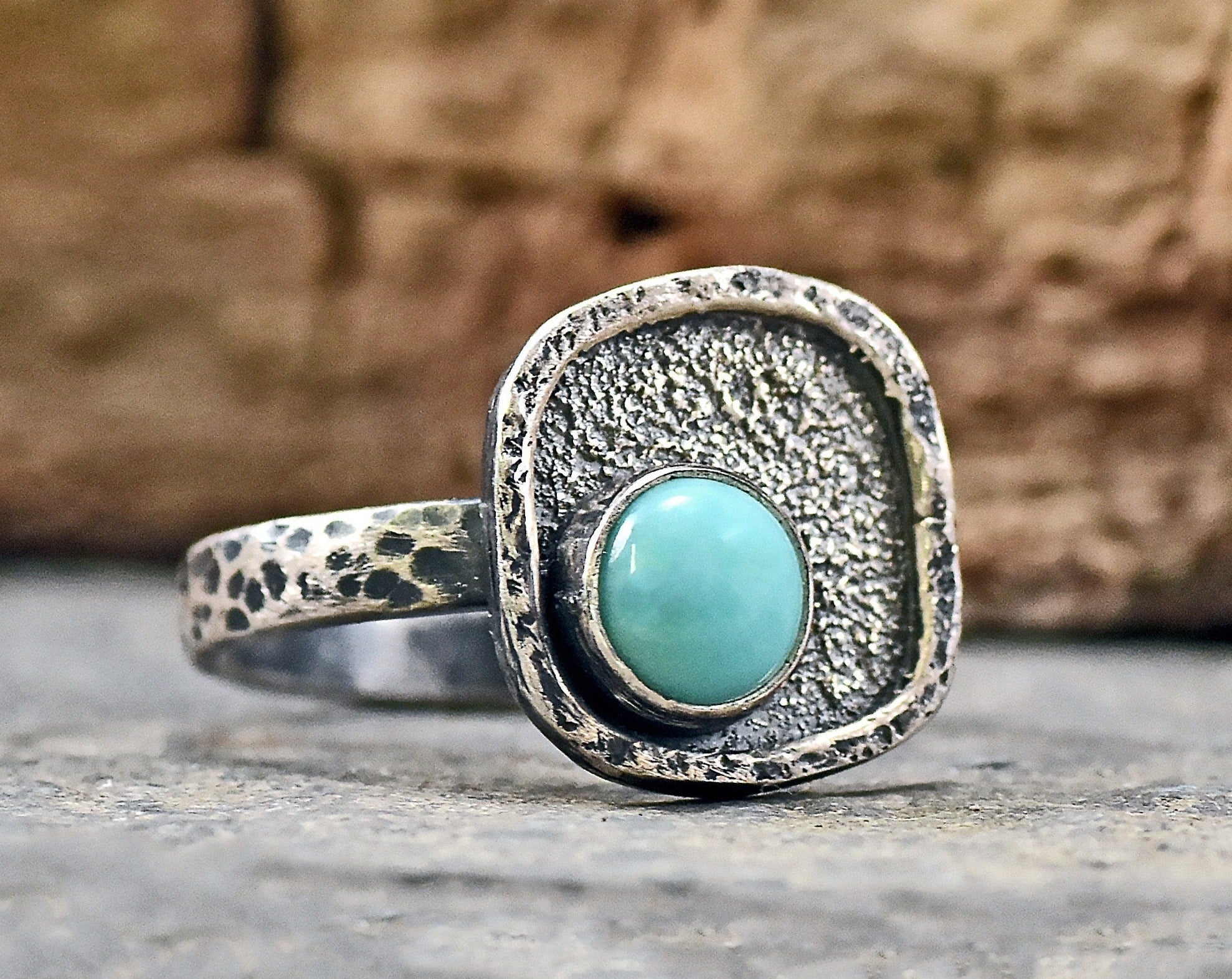 Handcrafted Unique online Sterling Silver Blue Turquoise Ring, Nice Unique Southwestern Sterling Turquoise Ring, Silver Turquoise Ring Size 8.5