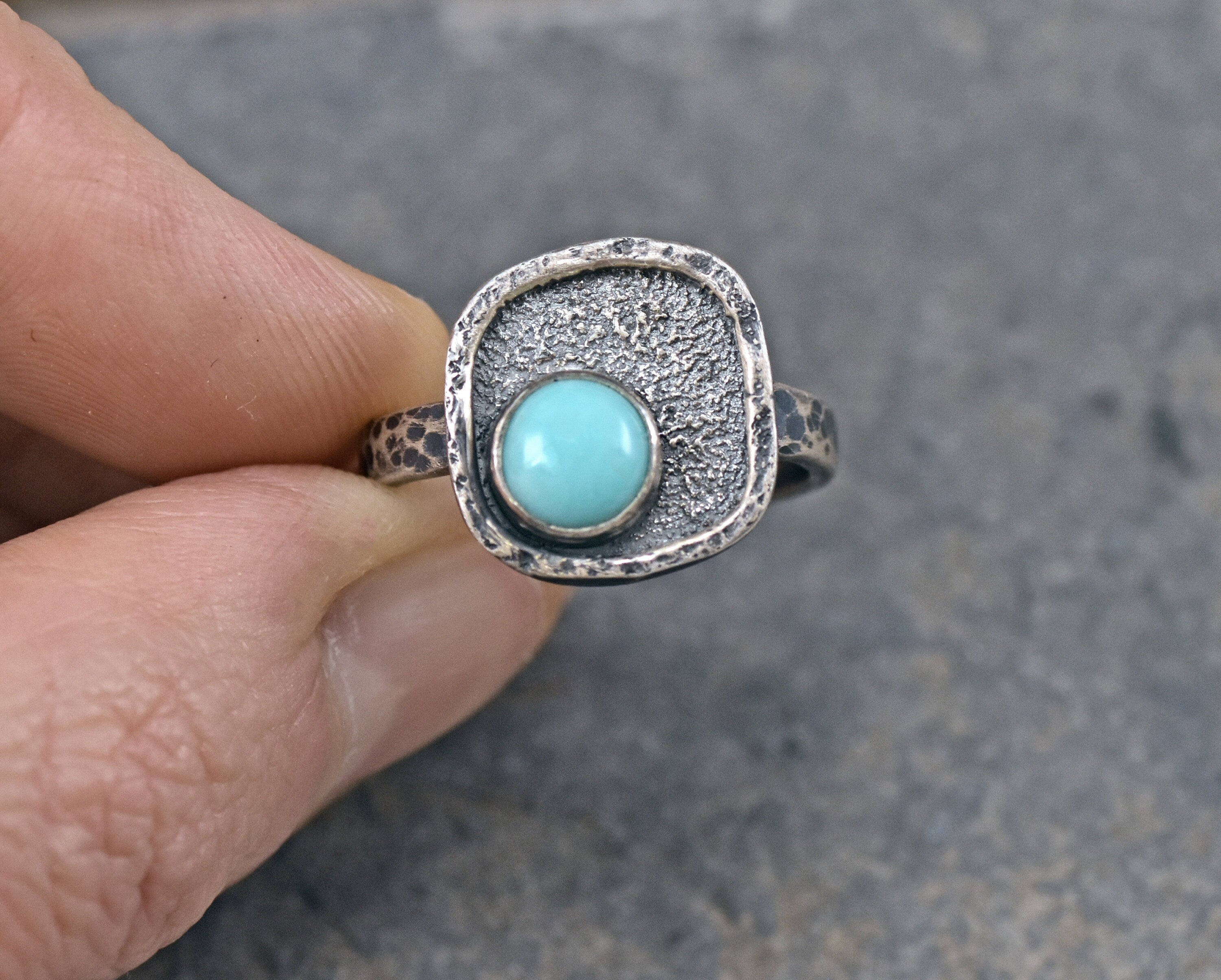 Turquoise and Sterling Silver Pointer outlet Ring - Sz. 8.5 Handmade/OOAK